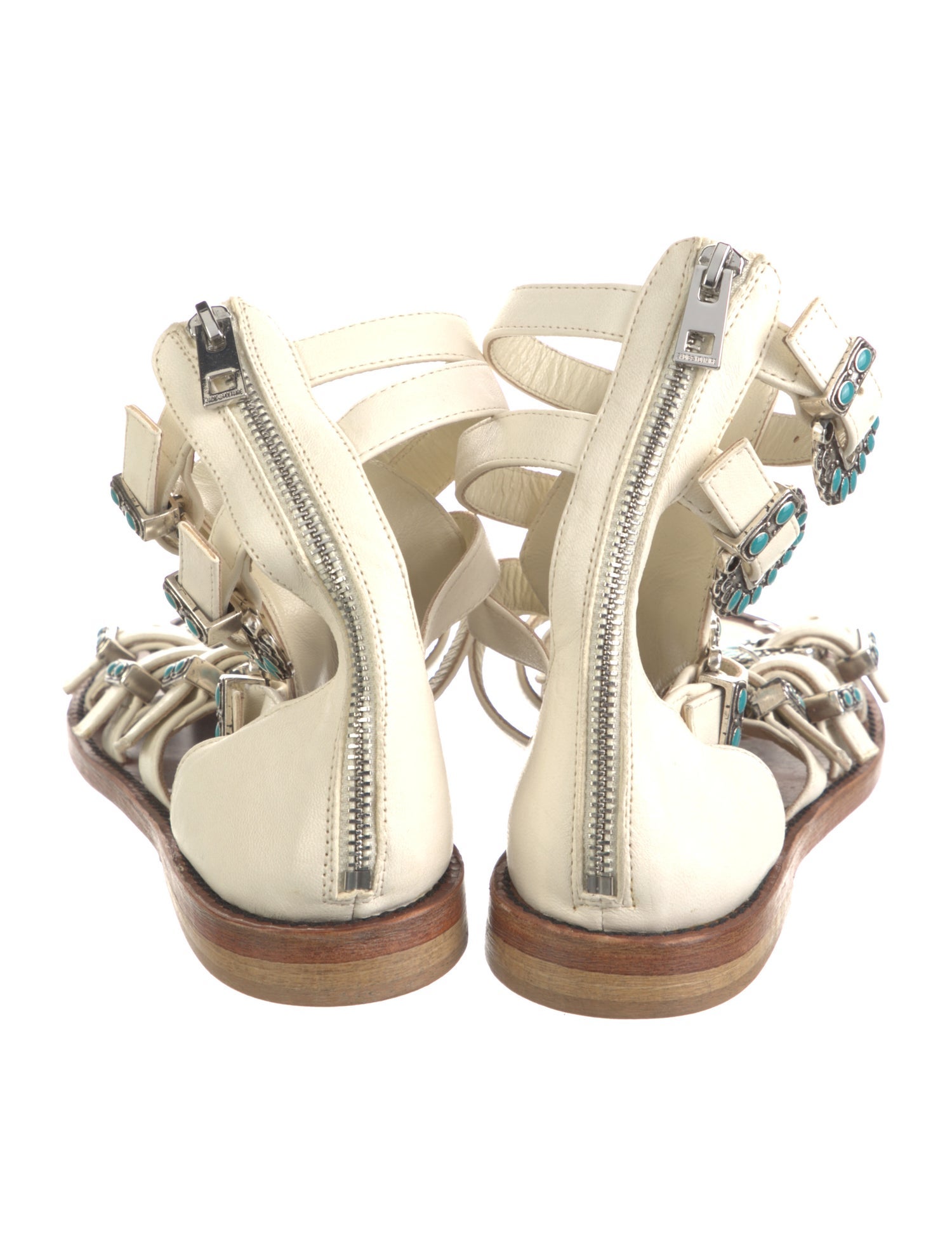 Zadig & Voltaire Leather Floral Print Gladiator Sandals